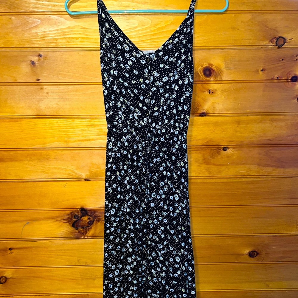 Rewind Black XS Skinny Strap Dress with Daisies